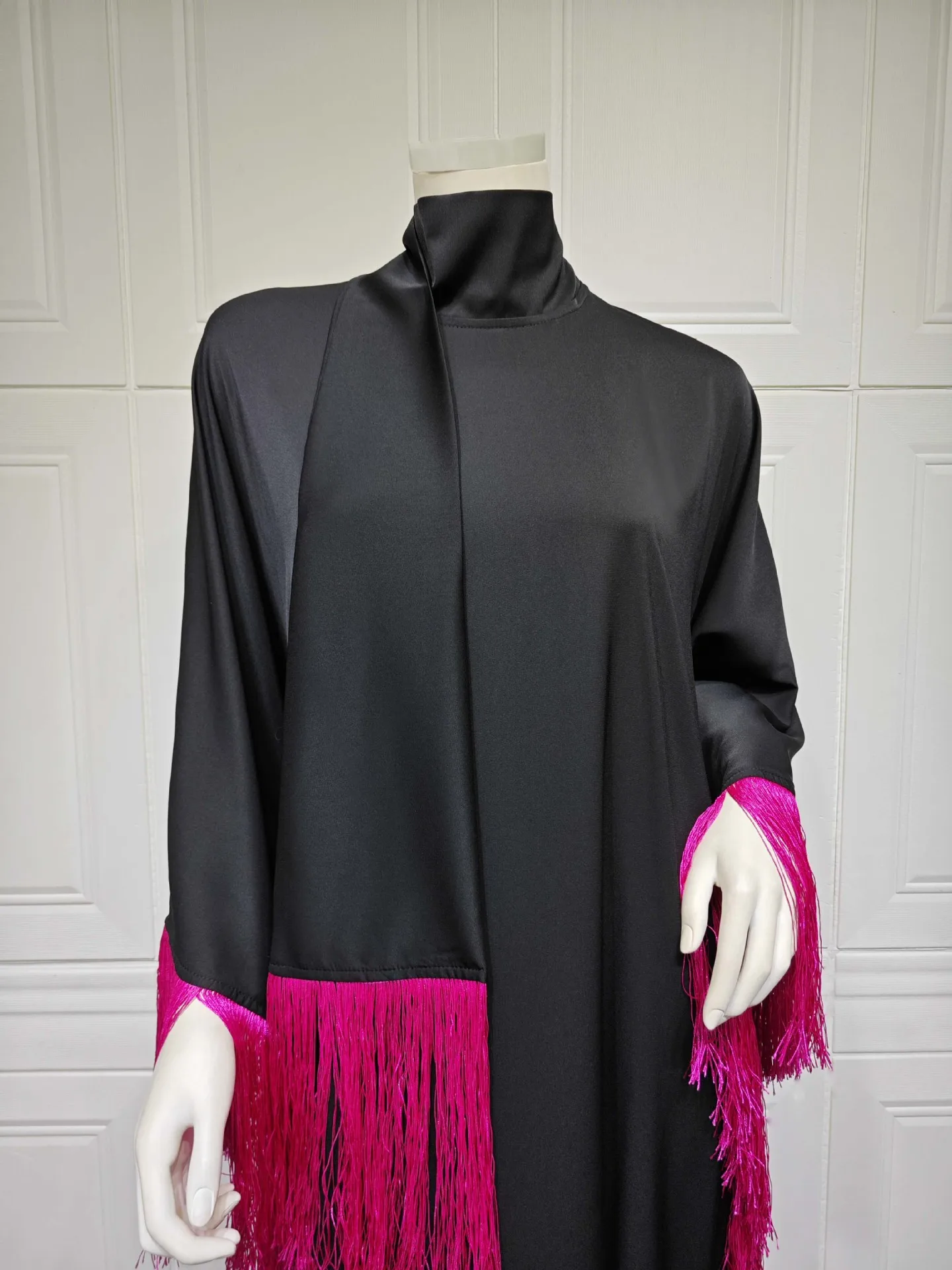 Muçulmano Bat Sleeve Tassel Robe, Vestido de Noite, Eid Al-Fitr Party, Marroquino, Turquia, Dubai, Preto, Rosa, Novo, Ramadan, Novo, 2022