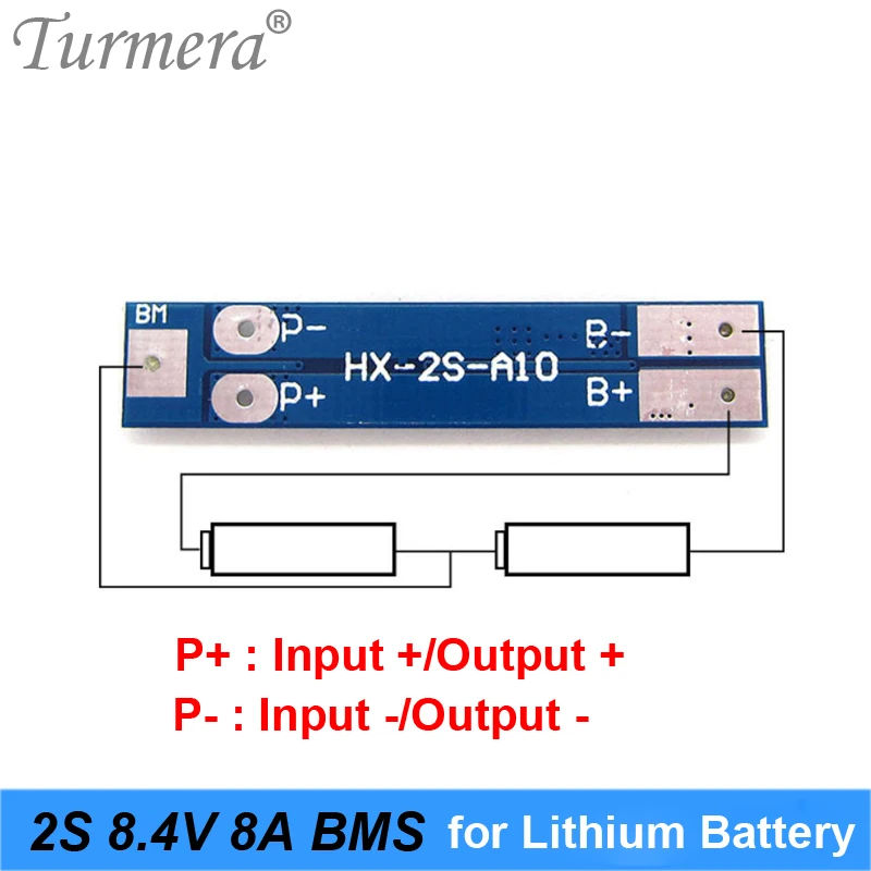 Turmera 2s 8.4v 8A bmsリチウム電池保護板7.4v 8.4vスピーカーバッテリーと電動自転車ライトヘッドランプ使用A1