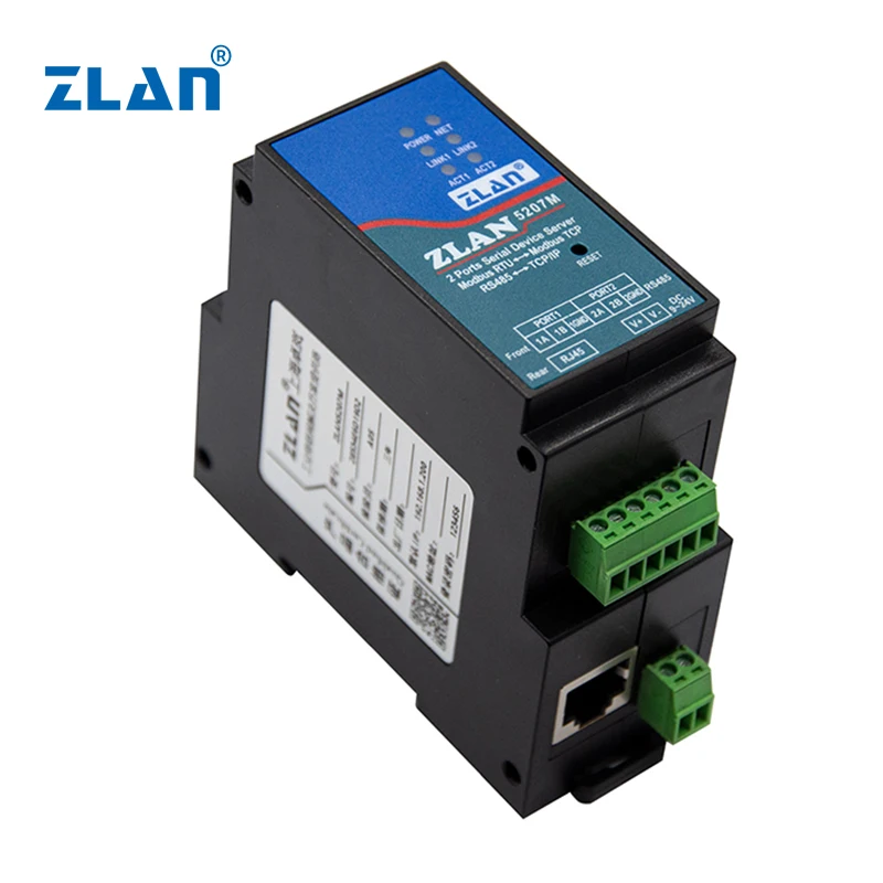 ZLAN5207M 2 ports RJ45 industrial rs485 to rj45 ethernet serial server