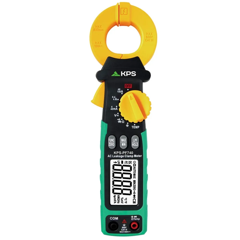 

PF740 Digital Leakage Clamp Meter TRMS AC MAX 150A, 4000 Accounts, AC/DC 600V, AC 150A Current, 40MΩ Resistance, Capacity 40μF