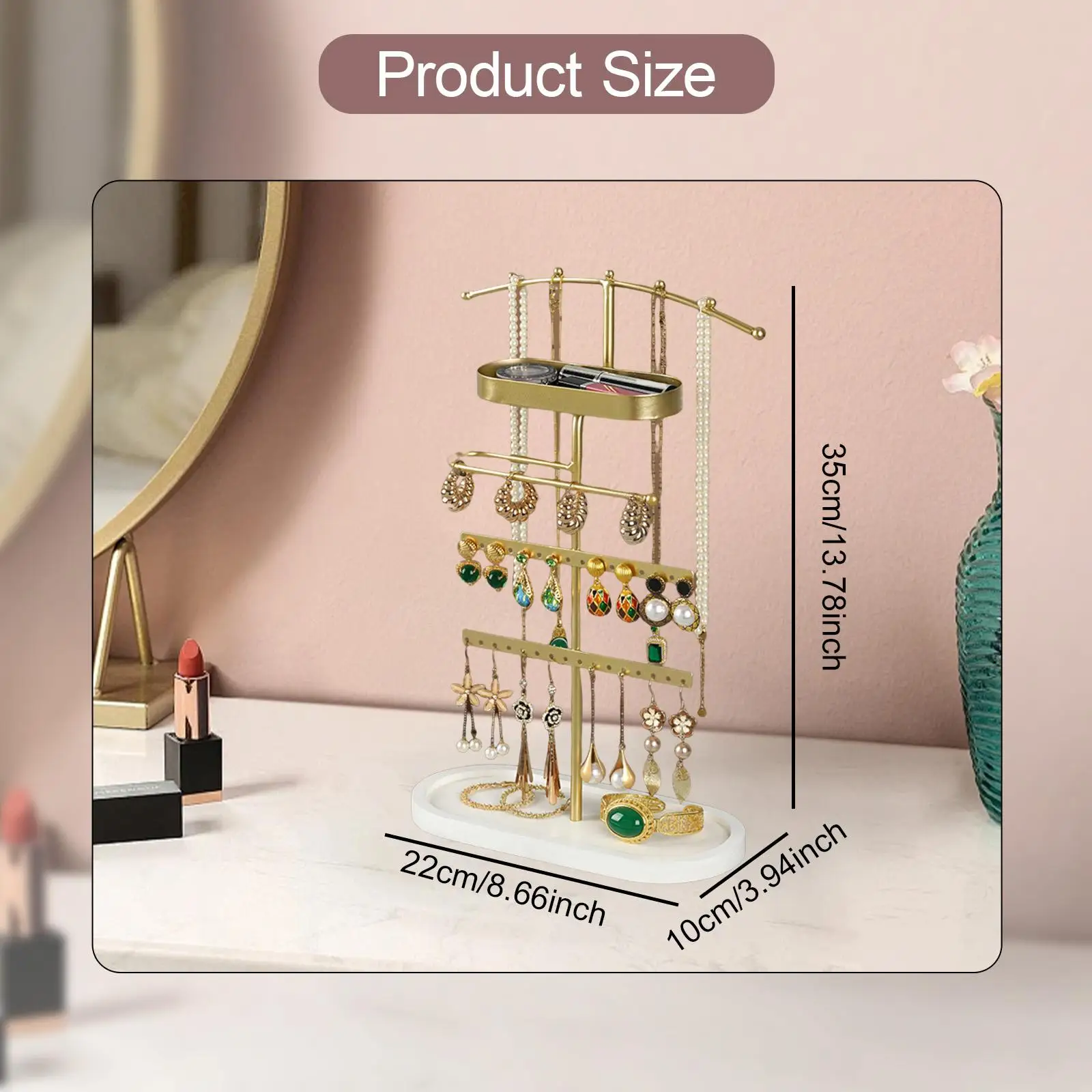 منظم المجوهرات واسع للنساء حامل عرض سطح المكتب لترصيع الأذن #6