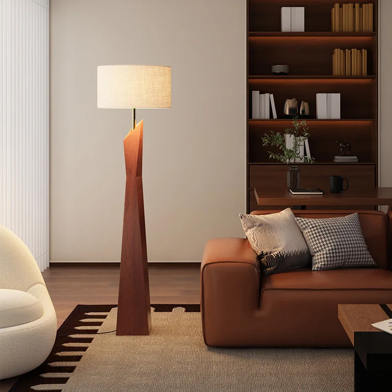 

French medieval sofa side Linen lampshade floor lamp living room luxury atmosphere retro bedroom bedside vertical table lamp