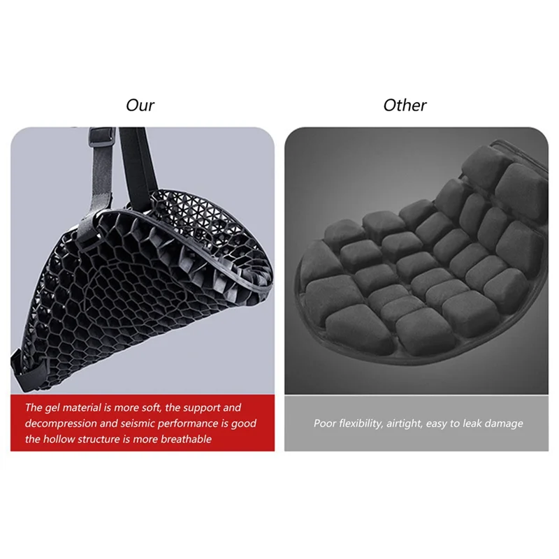 2X سيليكون غطاء مقعد دراجة نارية وسادة مقعد هوائي تنفس تخفيف الضغط حامي-L94A