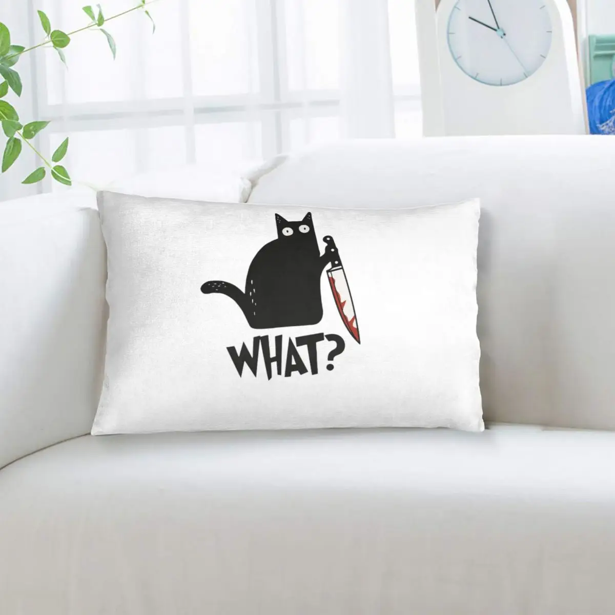Cat What Murderous Black Cat With Knife Rectangle Pillowcase Cushion Cover Decorative Bedroom Bed Home Comfort Throw Pillow
