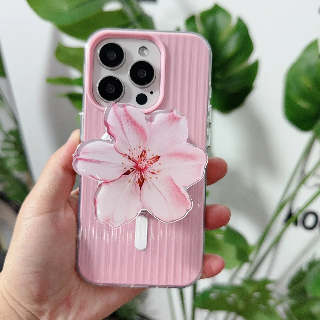 Custodia con staffa di aspirazione fiore magnetico anticaduta moda per iPhone 16 15 14 Cover per telefono 16 13 Pro MAX Custodia rigida antiurto posteriore