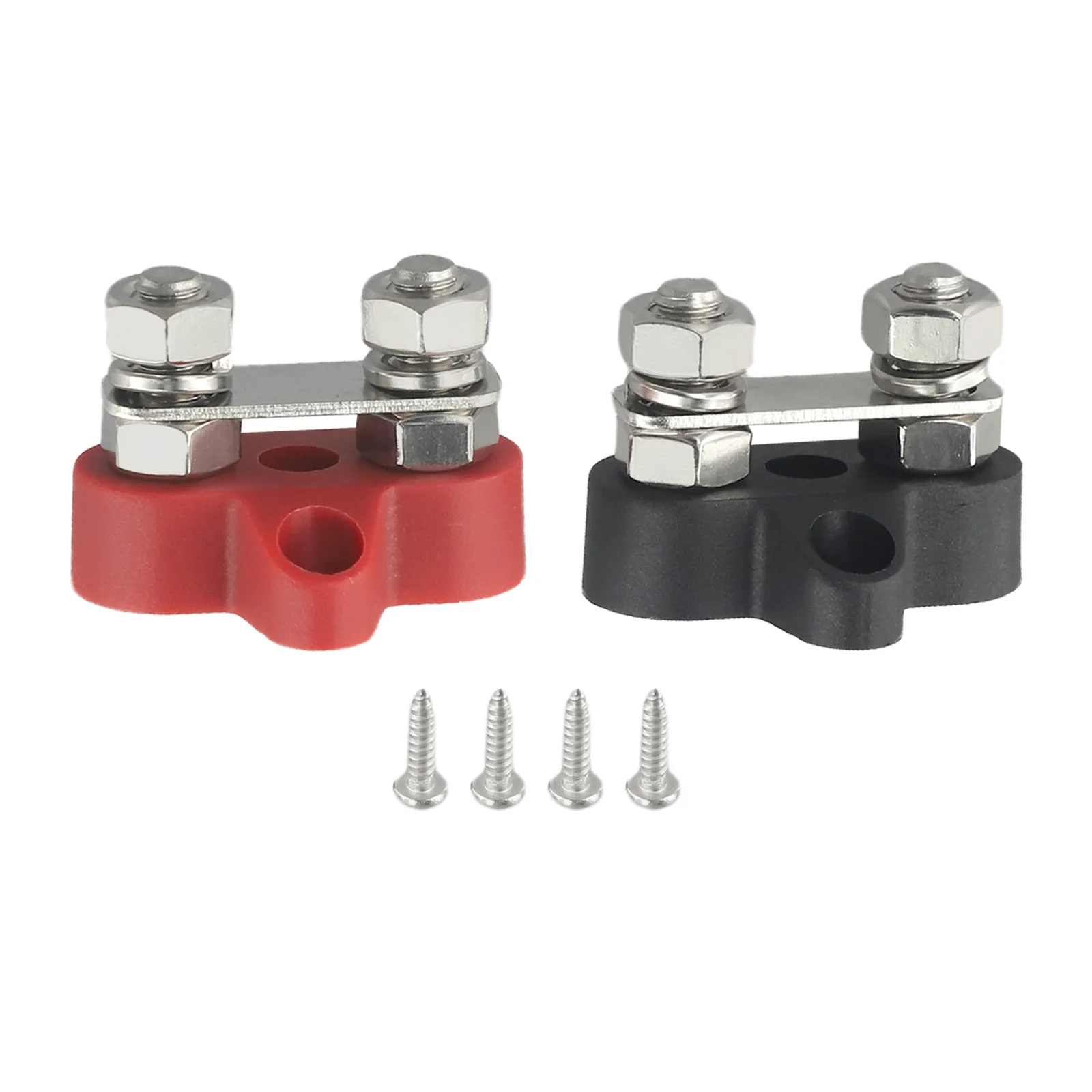Dual Bolt Battery Terminal Blocks 2PC with M8 Screw Connection for DC 12 48V For Car Marine and Trailer Power Systems