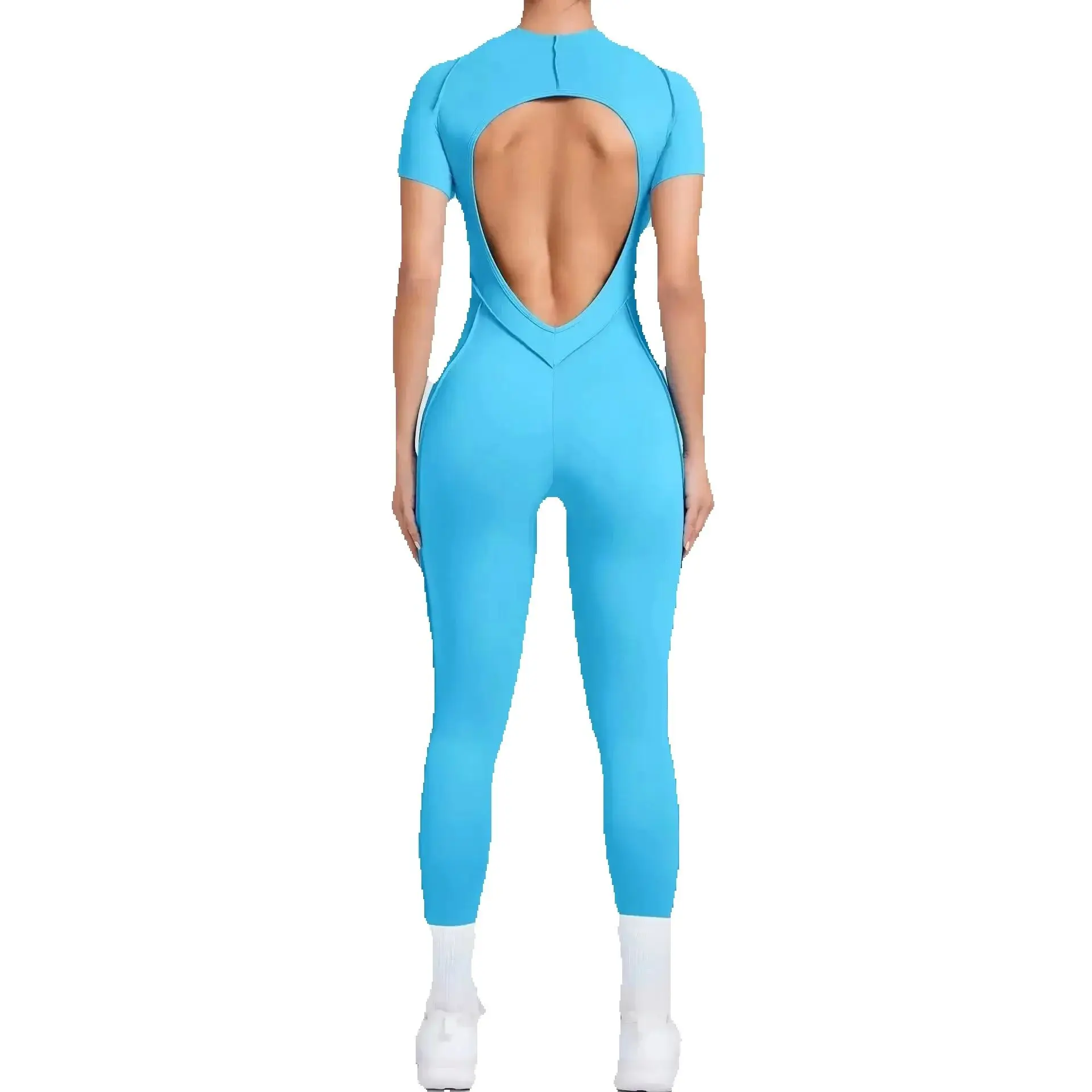 Women Bodysuits Tummy Control Butt Lifting Shapewear Fitness Short Sleeves Sports Jumpsuits Yoga Set Gym Push Up Workout Clothes