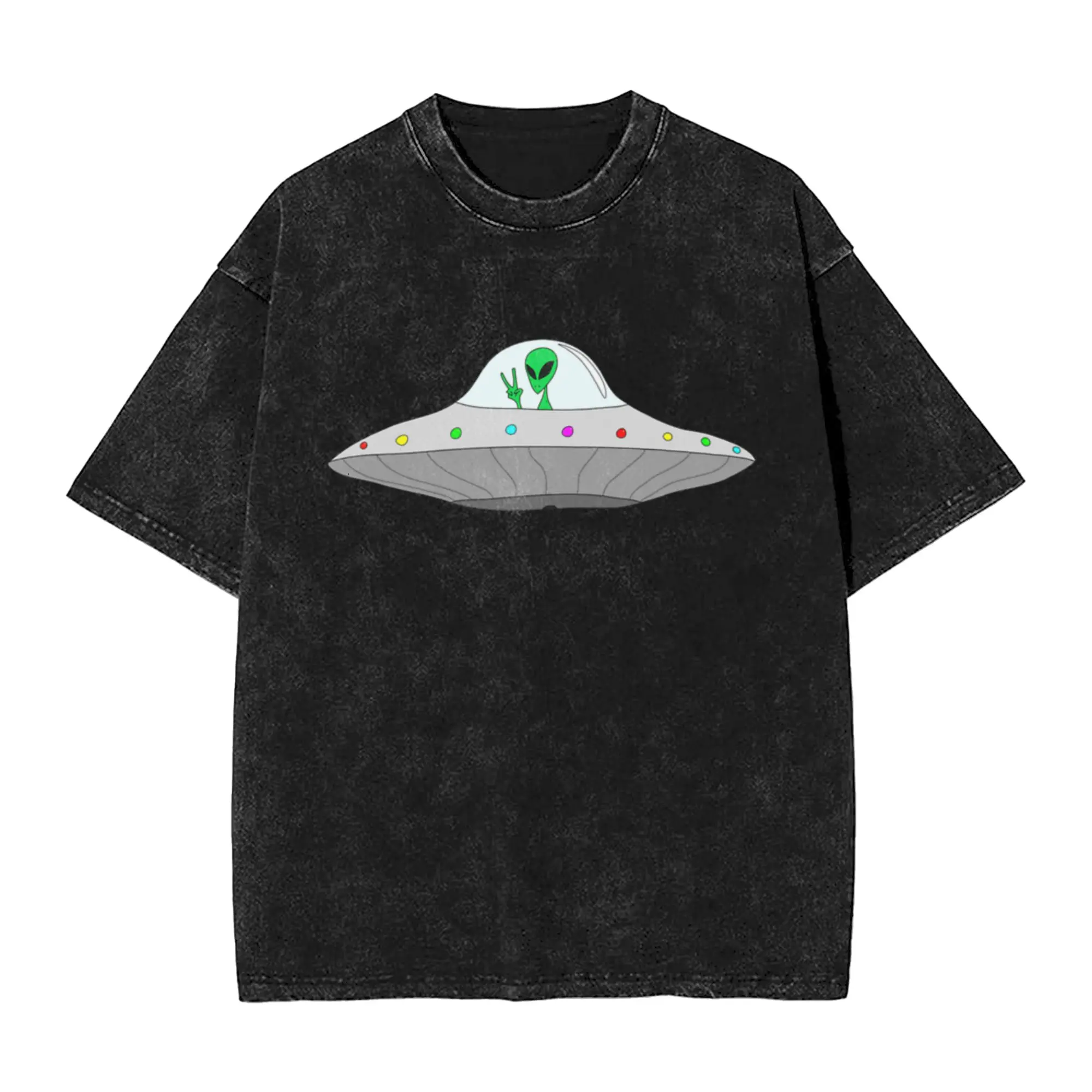 flying saucer peace alien Unique Cool A Vintage Oversized Cotton Unisex T-Shirts