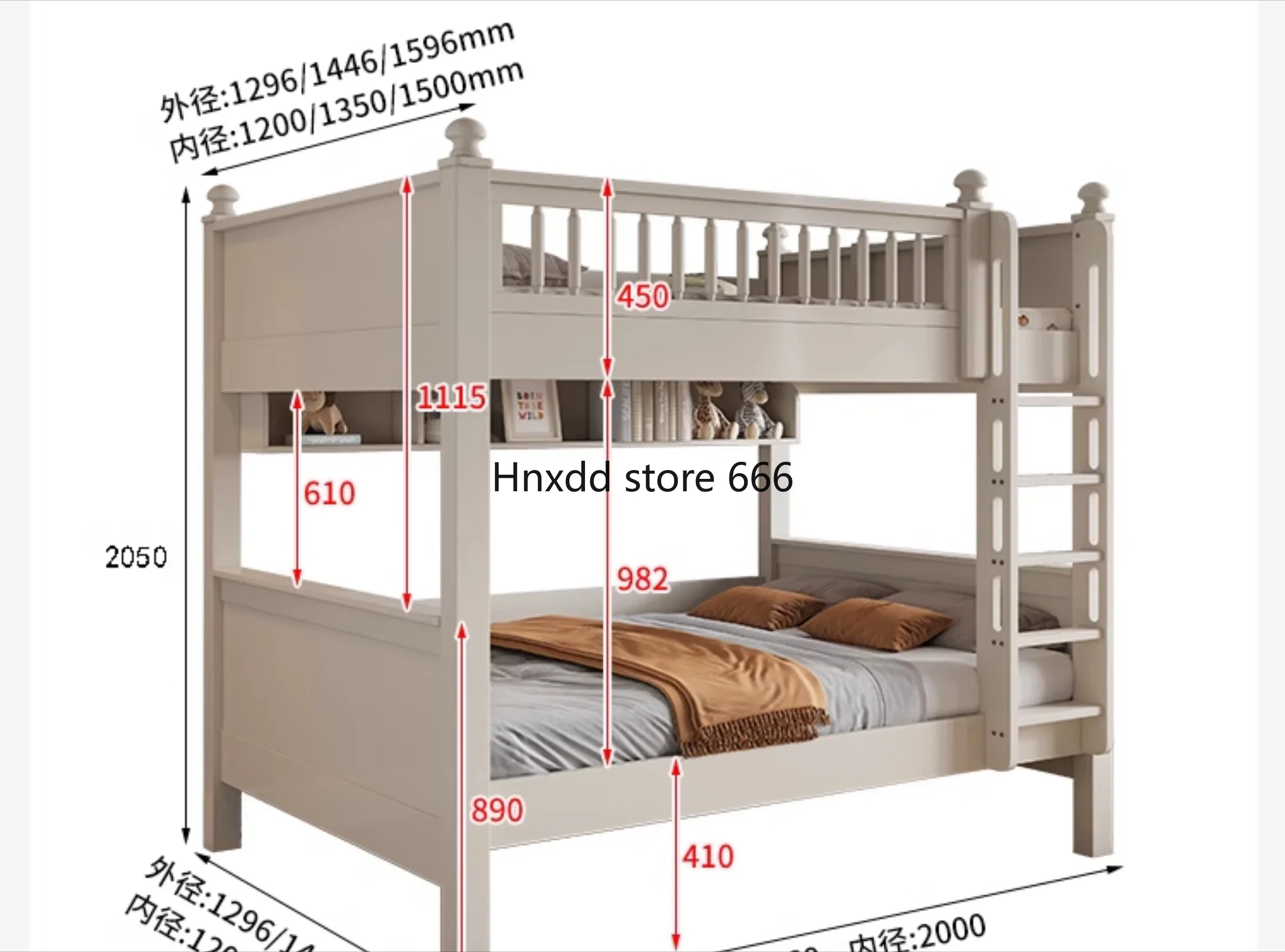 Double bunk bunk parallel high and low children's high box storage mother and child bed