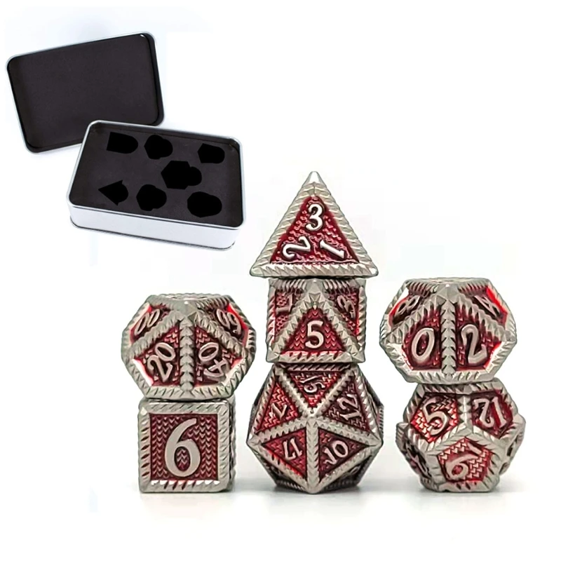 

7Pcs/Set Multi-faceted Different Number of Face Metal Dices Toy Various Shapes