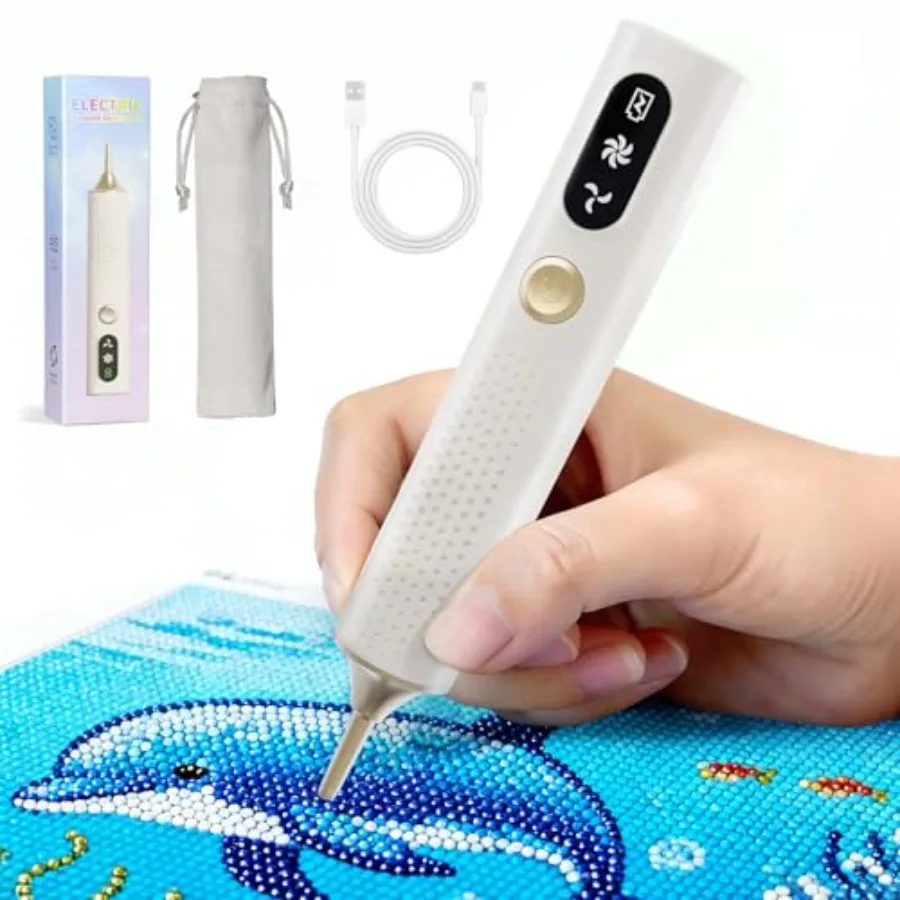 

Haroopet Electric Diamond Painting Pen Cordless Diamond Art Vacuum Pen no Wax Needed Rechargeable Diamond Painting Tools Adjust