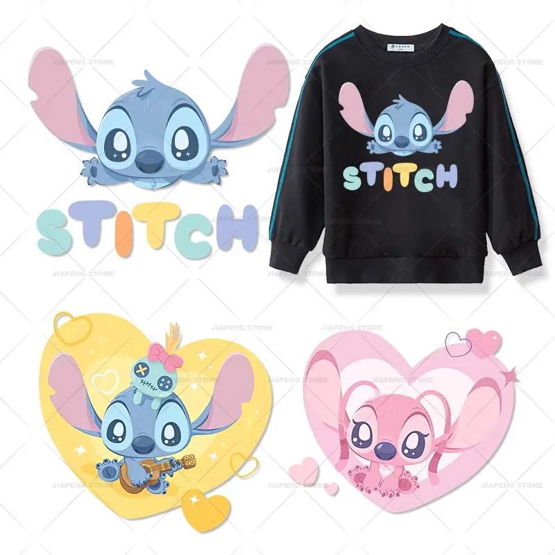 Cartoon Stitch Ironing Heat Transfer Stickers For Clothes Cute Disney Iron on Patches On Kids T-shirt Applqiue Decor Badge DIY