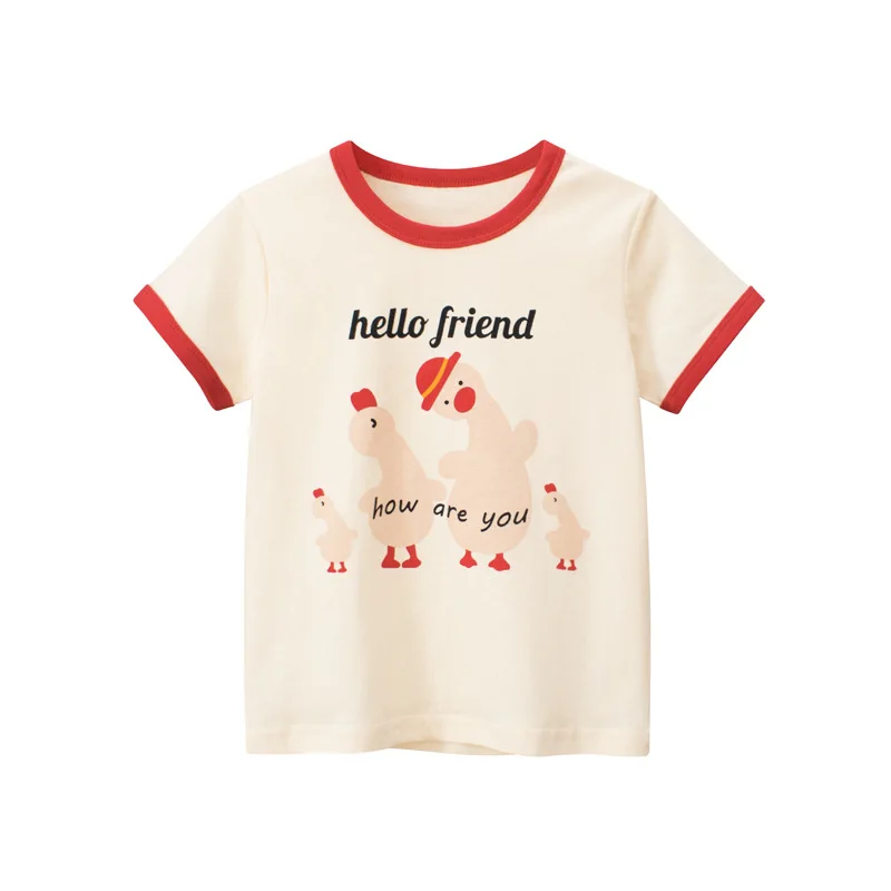 

Kid Summer Basic Tees Soft Cartoon Tops Toddler Girl Causal Crew Neck Fit T-Shirt Children Soft Cotton Short-sleeve Bottom Shirt