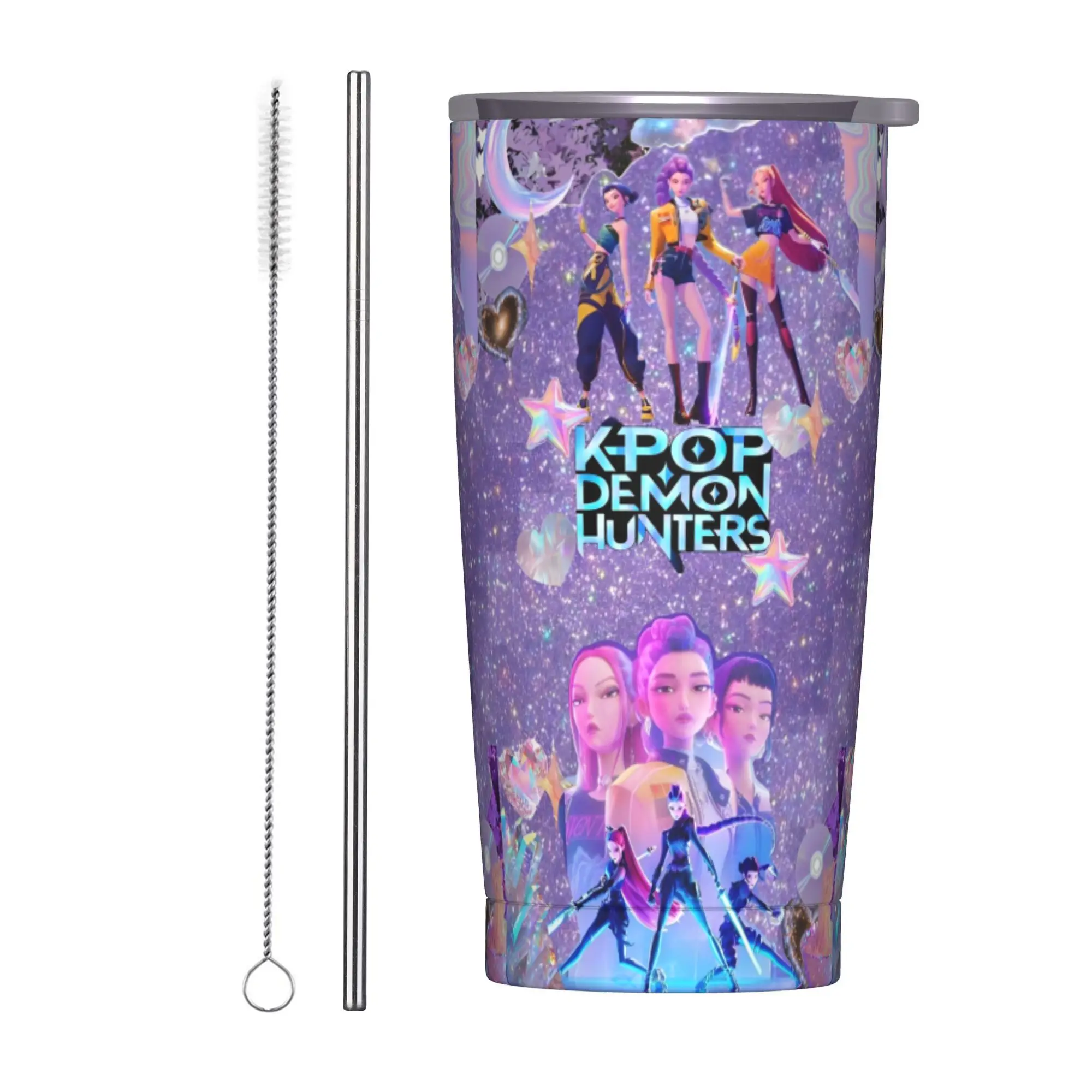 

Huntrix Zoey Rumi Mira Tumbler Vacuum Insulated KPop Demon Hunters Thermal Cup with Lid Straw Double Wall Mug Hot Cold Drink