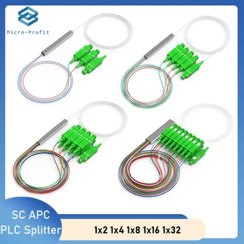 מפצל סיב אופטי 1x2 1x4 1x8 1x16 צינור פלדה מיני בלוקלס FTTH SM מוד יחיד PLC מחבר אופטי מהיר APC