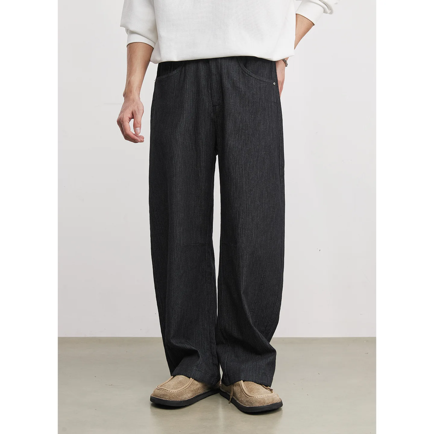 

Men's Casual Loose WideLeg Pants Denim Style Trousers Solid Color AllMatch Stylish High Quality Soft Daily Wear Fashion Bottoms