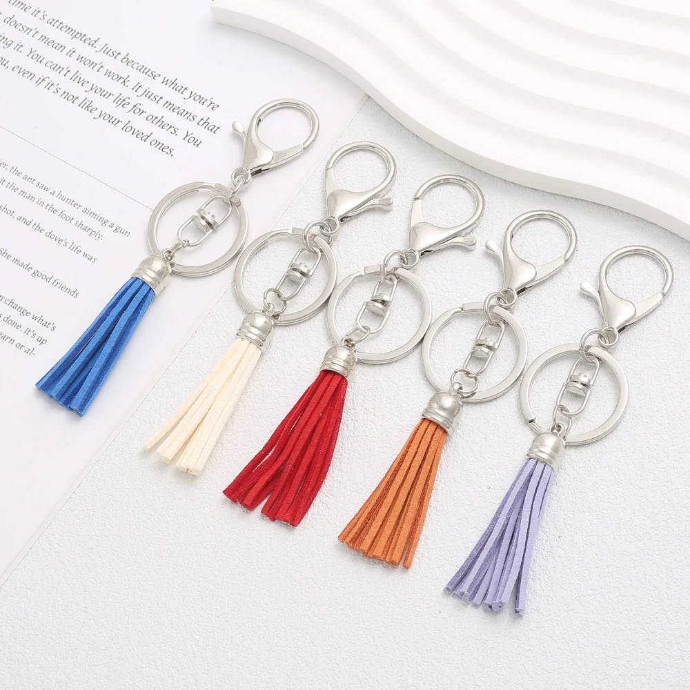 2Pcs Fashion Colorful Tassel Pendant Keychain Rotatable Lobster Clasp Keyring For Woman Casual Anti-Drop Bags Car Key Jewelry