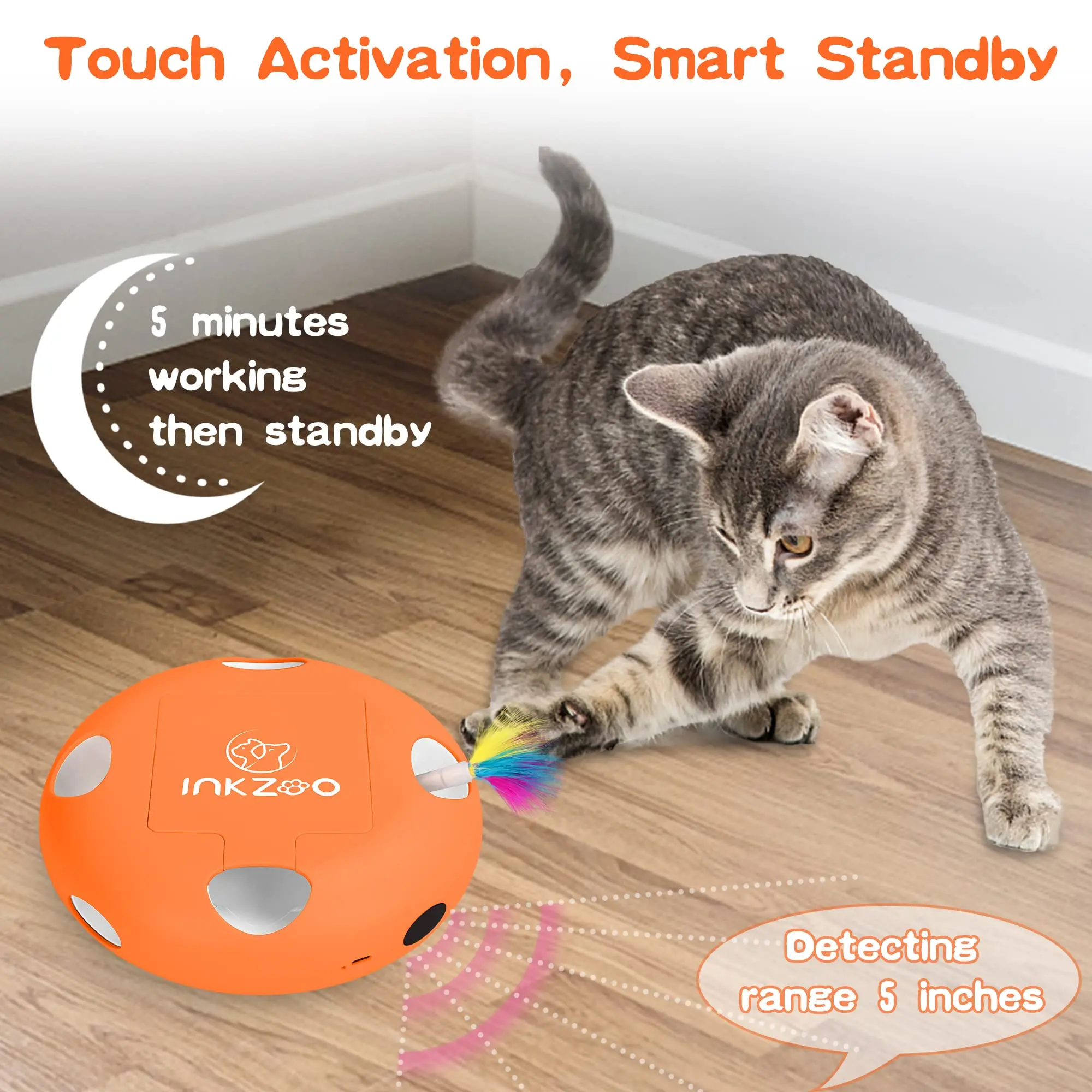 INKZOO Cat Toys, Interactive Cat Toys for Indoor Cats,  Smart Interactive Kitten Toy, Automatic 7 Holes Mice Whack-A-Mole