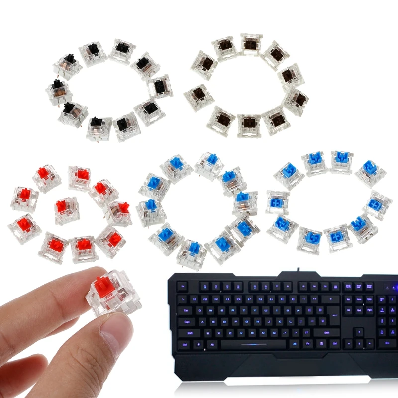 10Pcs 3 Pin Mechanical Keyboard Switch Blue Replacement For Gateron Cherry MX JUL09 Drop ship