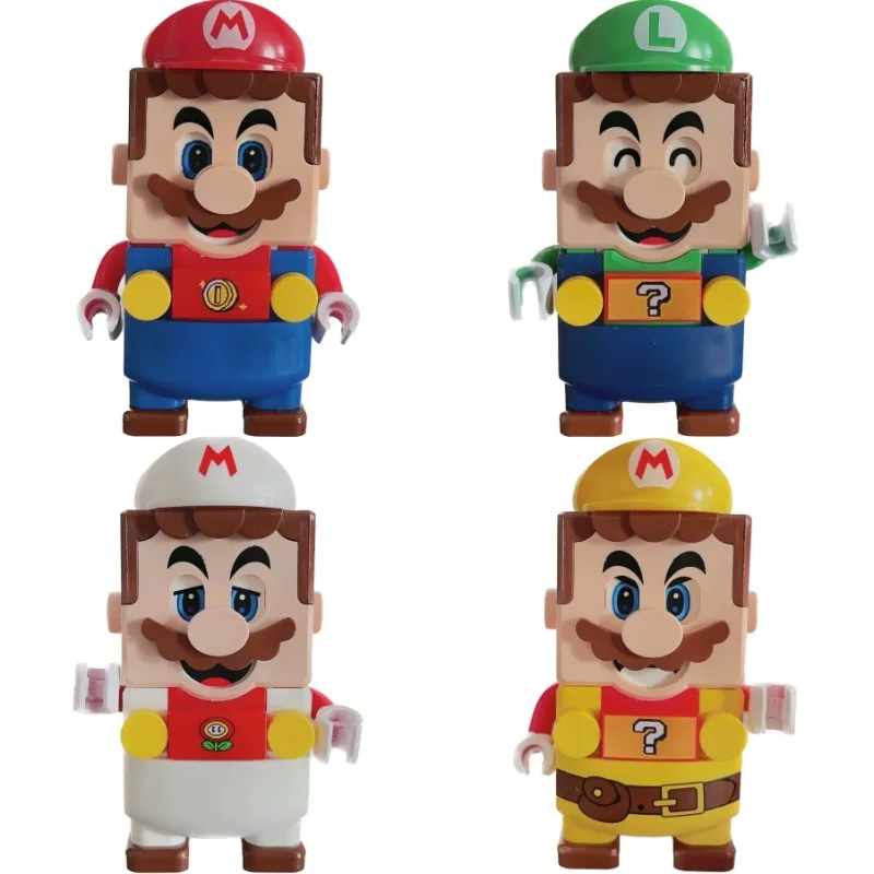 Super Mario Bros Building Blocks Anime Luigi Figure Assemble Action Model Cartoon DIY Bricks Toys for Children Birthday Gift