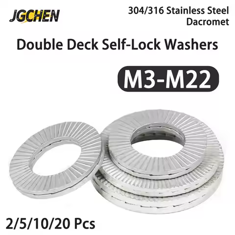 2-20 Pcs Double Deck Self-Lock Washers Genuine Wedge 316/304 Stainless Steel Dacromet M3 M4 M5 M6 M8 M10 M12 M14 M16 M18 M20 M22