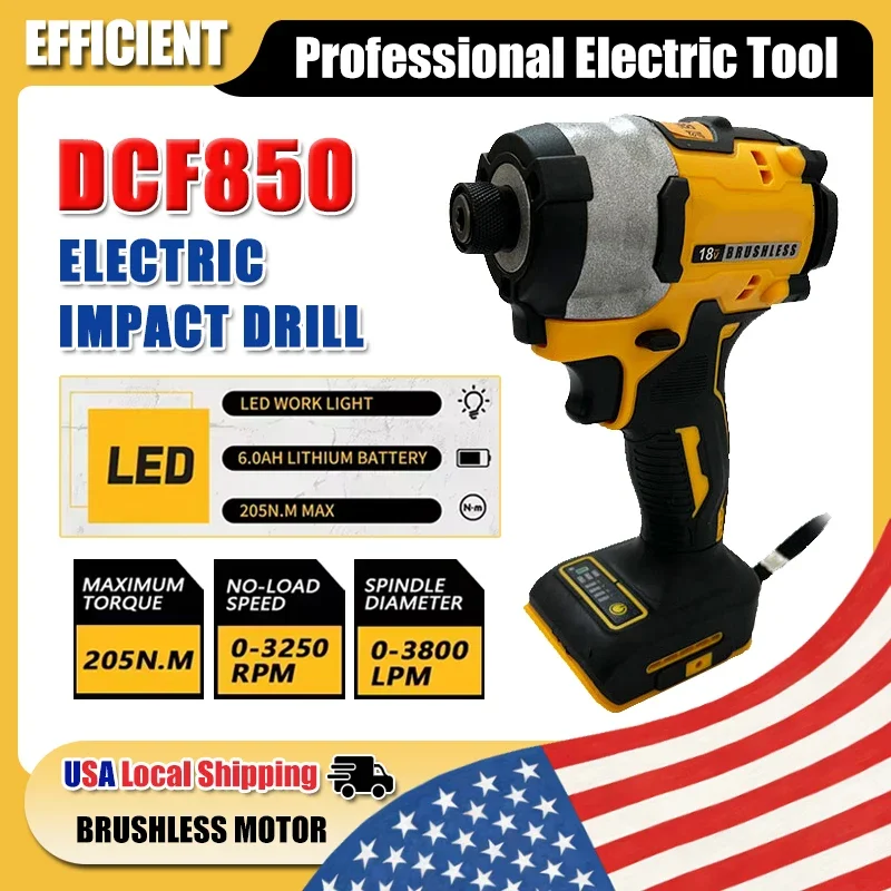 

Аккумуляторная ударная дрель-шуруповерт DEWALT DCD850 20В, бесщеточная, многофункциональный ручной инструмент