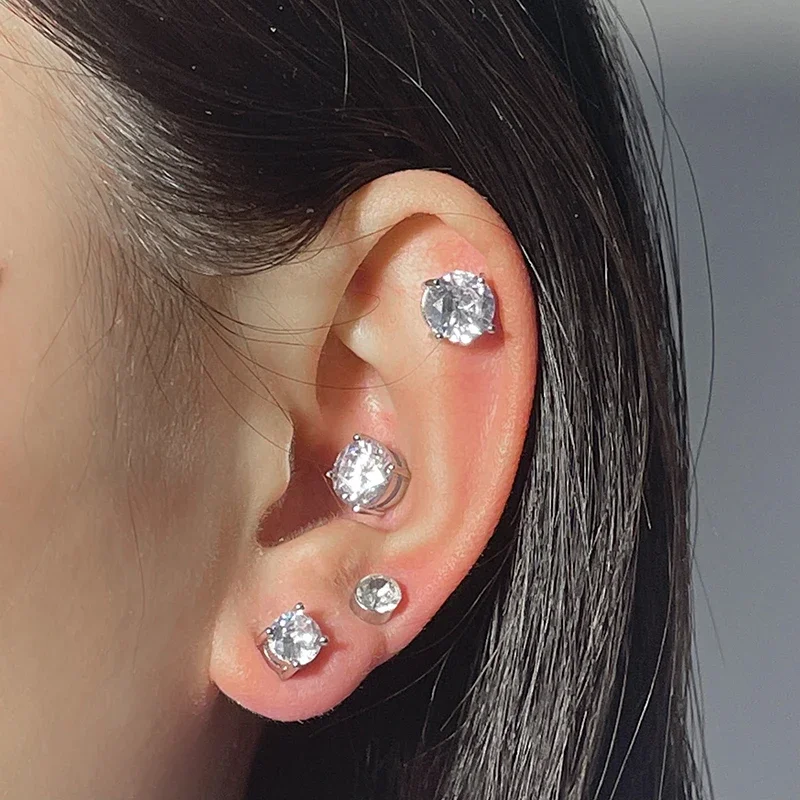 Magnetic Stud Earring Women Shining Magnet Ear Studs Men Zircon Stone Ear Clip Non-piercing Earrings Jewelry Accessories view 5