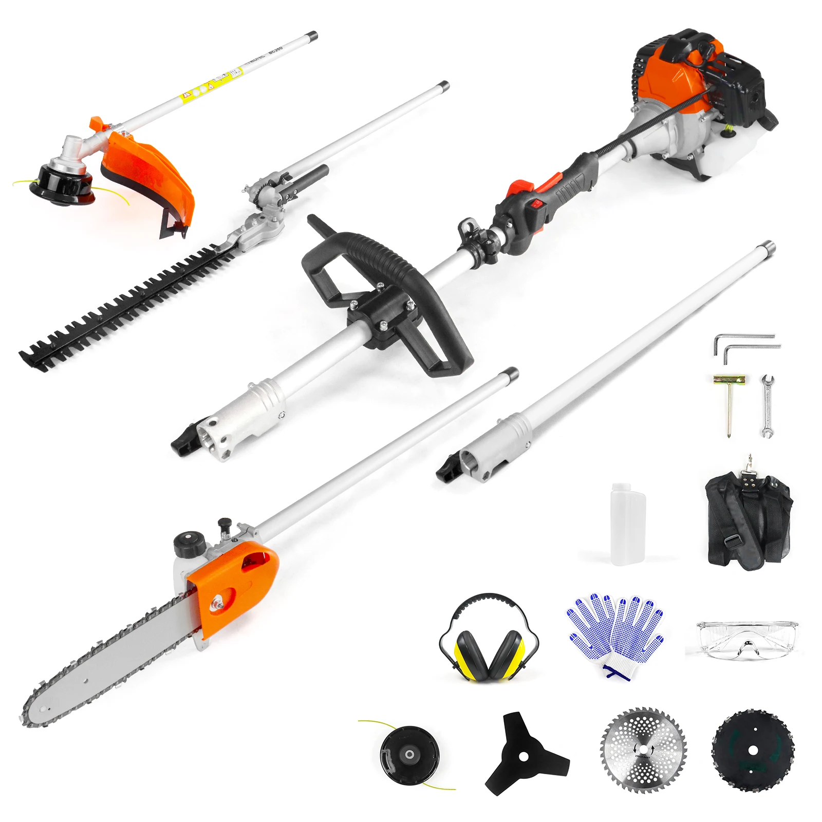 Hot Selling in the  Multi Functional 5 in 1 Brush Cutter 52cc  oline Hedge Trimmer Pole Saw Grass Trimmer Lawn Mower