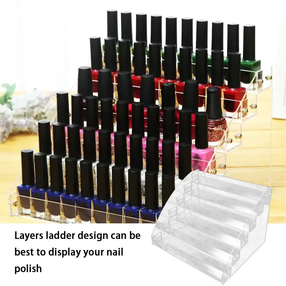 

3/4/5/6/7 Layers Nail Polish Display Stand Acrylic Clear Cosmetic Organizer Shelf Multifunction Transparent