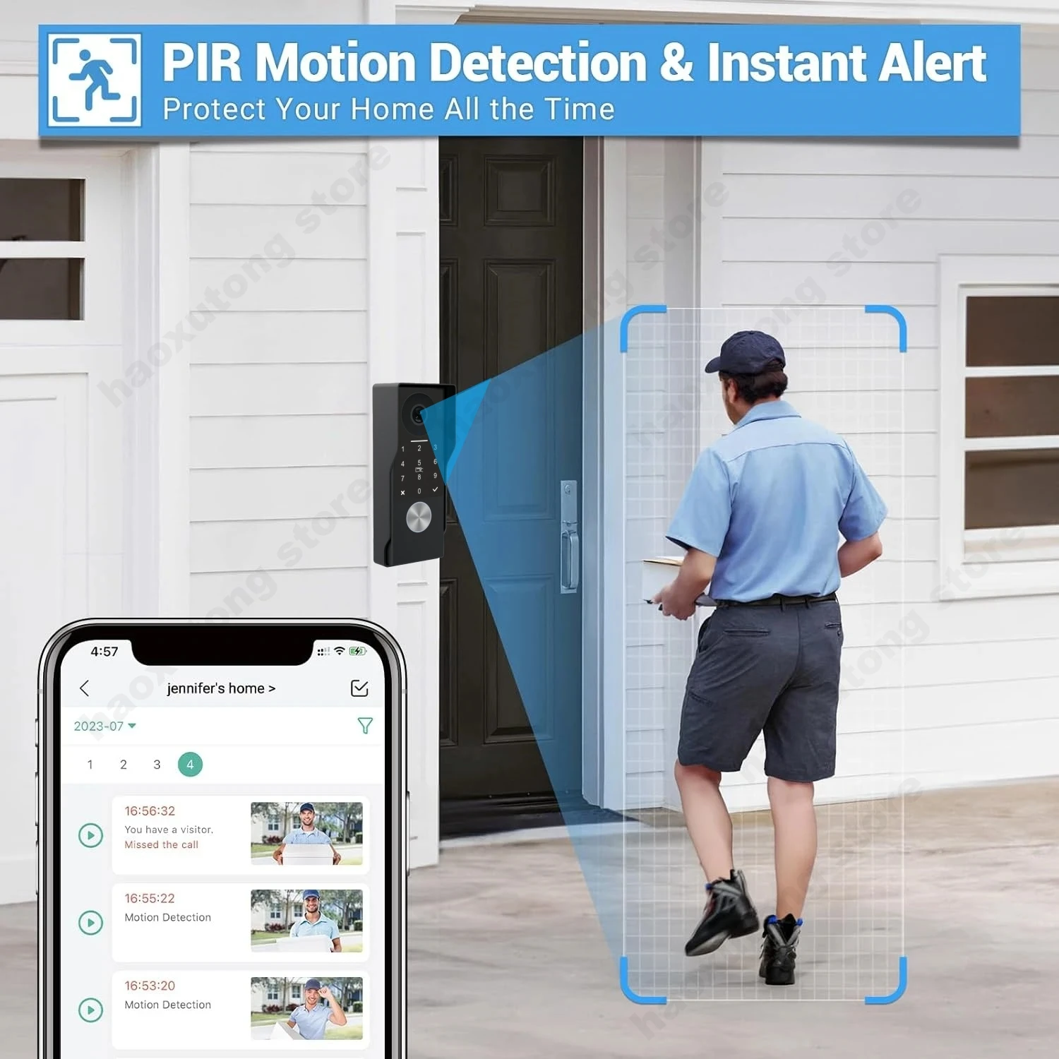 2 Wires Tuya Wifi Video Intercom Video Door Phone Smart Home 1080P 7'' Color Touch Screen Camera Doorbell Door Security System