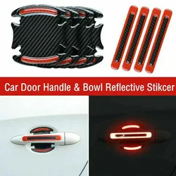 8Pcs Carbon Fiber Car Door Handle Bowl Scratch Protector Stickers, Universal Auto Reflective Anti-scratch Protective Film