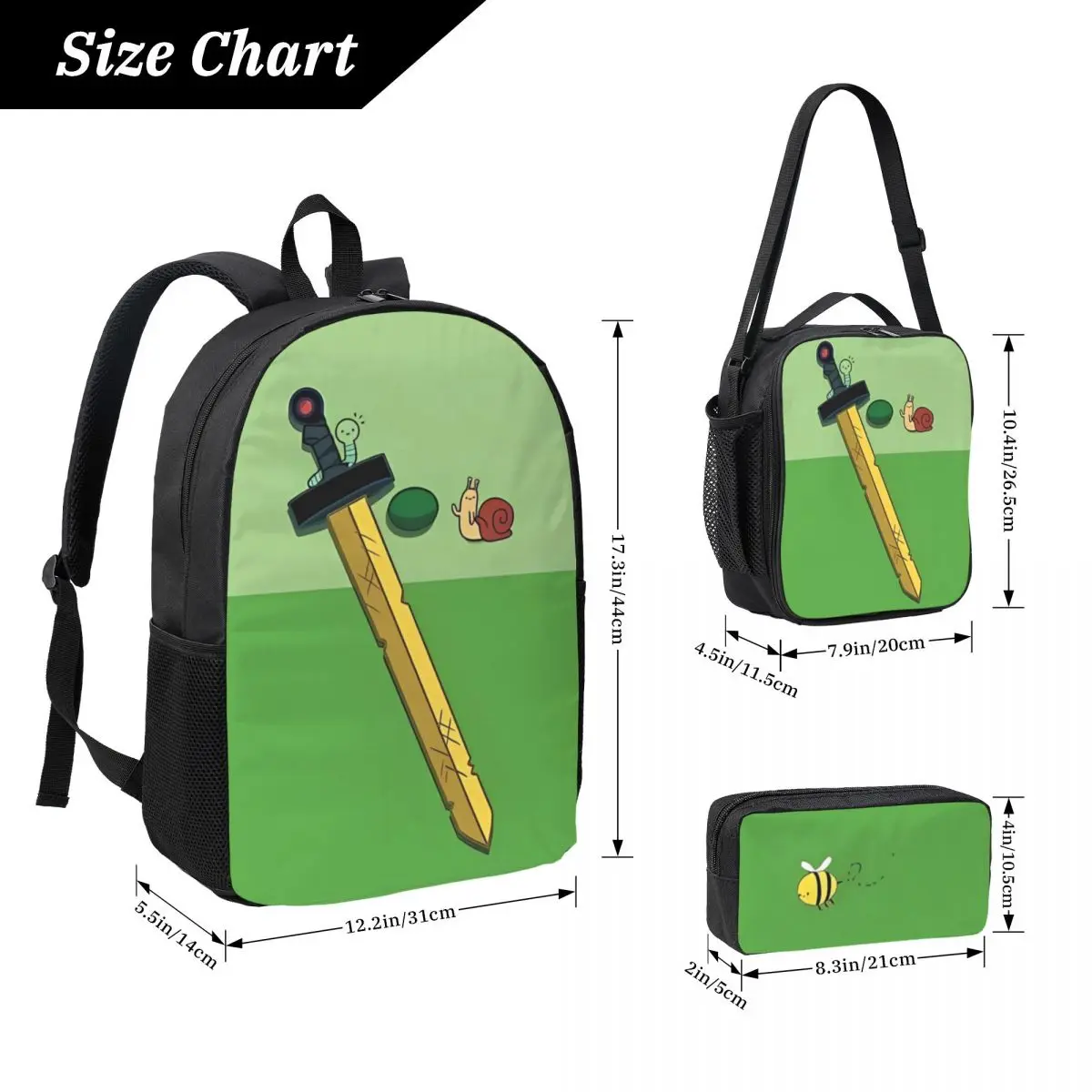 Finn The Human Adventurer Backpack 3PC-Set New 3D printed student backpack clutch bag shoulder bag pencil bag Lunch Bag