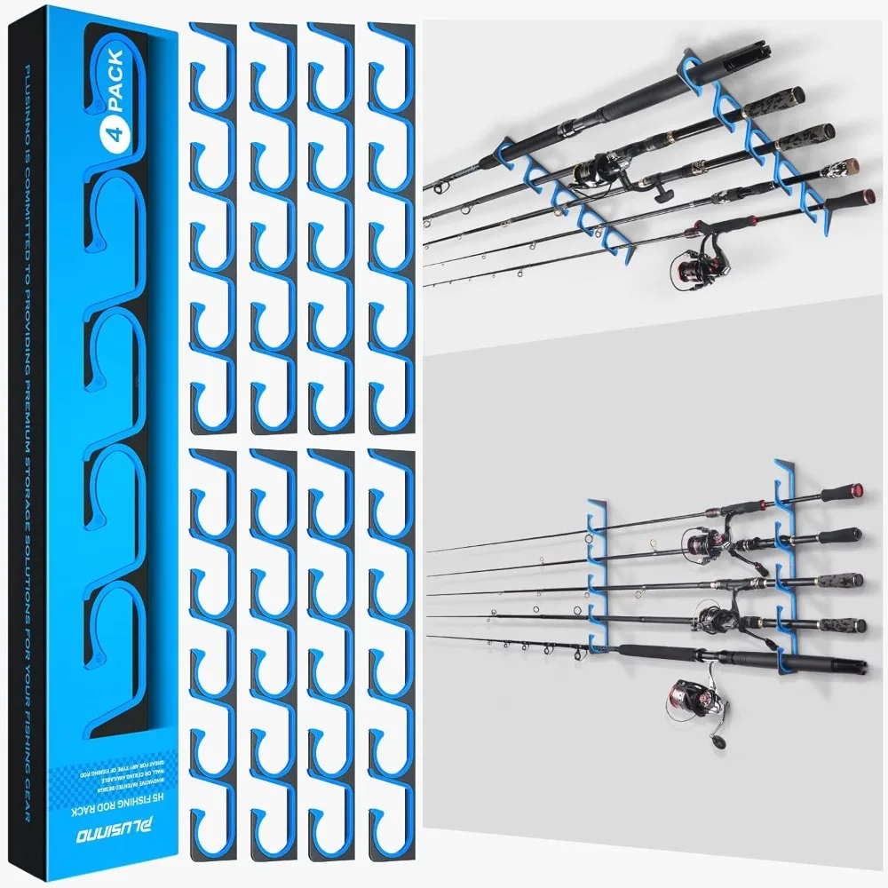 

H5 Horizontal Fishing Rod/Pole Holders for Garage, Wall or Ceiling Mounted Fishing Rod Rack, Aviation Aluminum Fishing