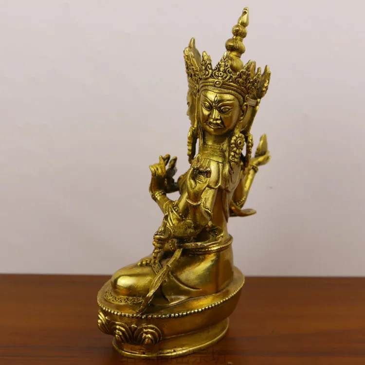 Tibetan Tantric supplies Nepal pure bronze Tantric protector Buddha statue Zunzang Buddha mother three sides eight arms