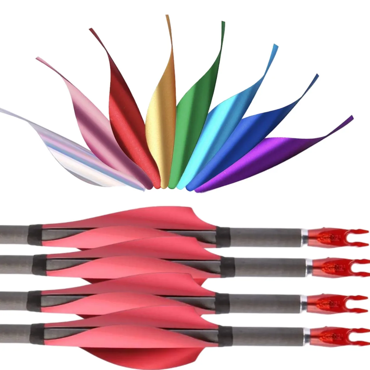 

50x Archery Spin Vanes 1.75" 2" Feather Helical Fletch DIY Arrow Shaft PANDARUS Right Wing Plastic Feather Hunting Shooting