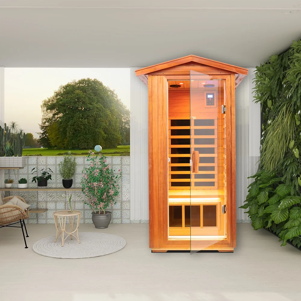 One person Far infrared Khaya outdoor sauna room