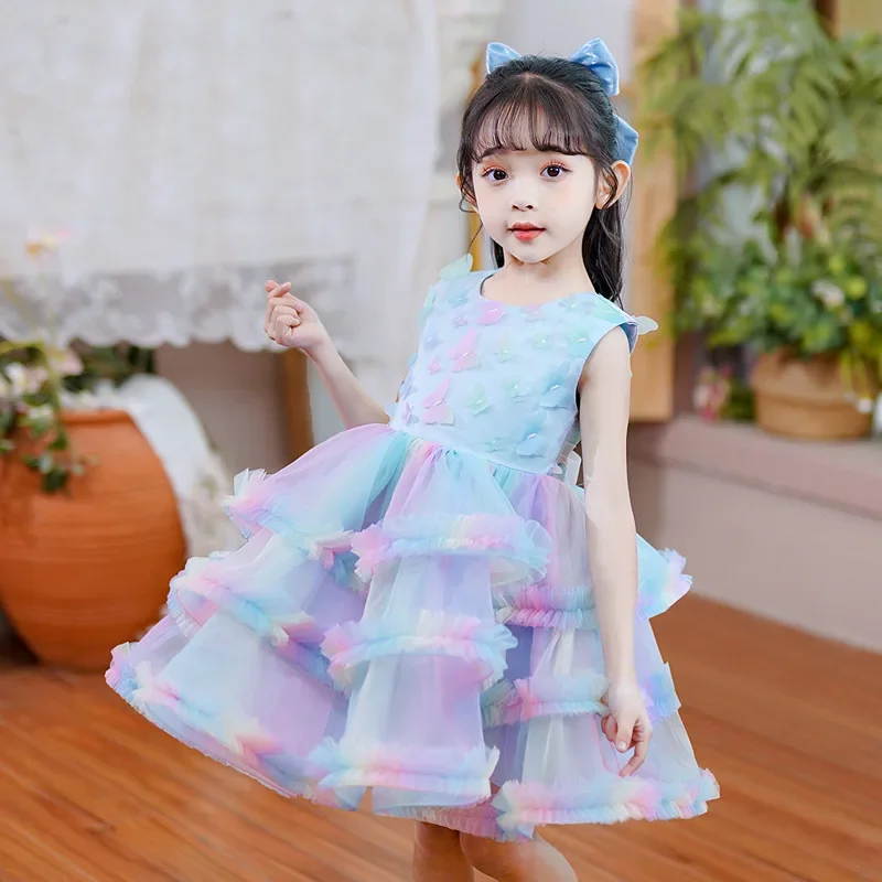 Fashion Flower Girl Dresses for Weddings Lace Sleeveless Kids Dresses for Girls Summer Children Girls Party Dresses 3-14 Years