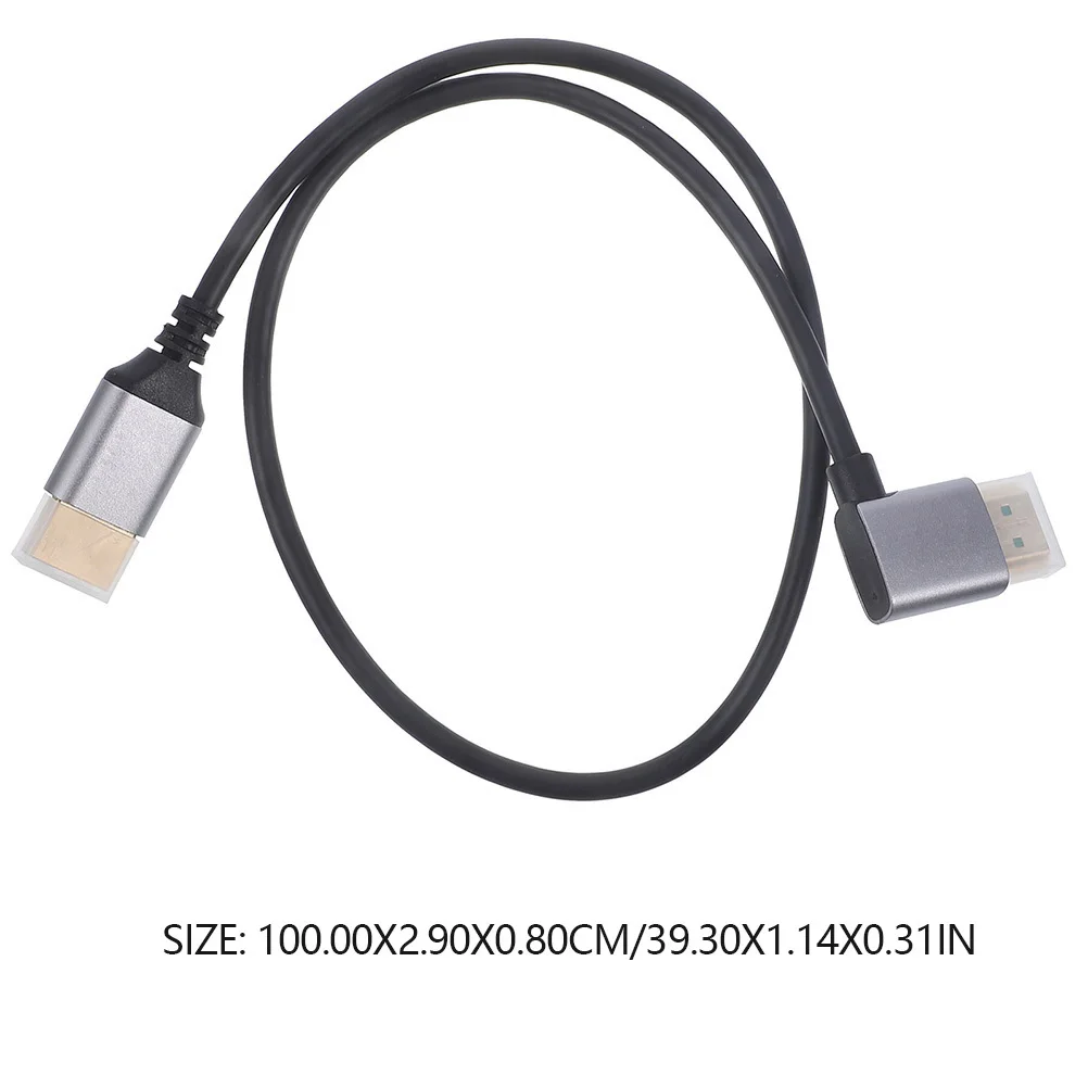 Cabo de vídeo 8K ângulo reto macho para macho adaptador monitor conector durável liga de alumínio PVC cobre estanhado