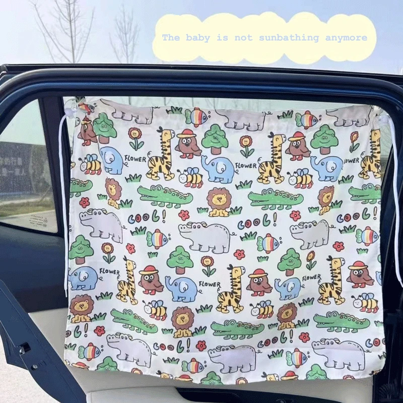 Suction Cup Curtain In The Car Window Sunshade Cover Cartoon Universal Side Window Sunshade UV Protection For Kid Baby Children