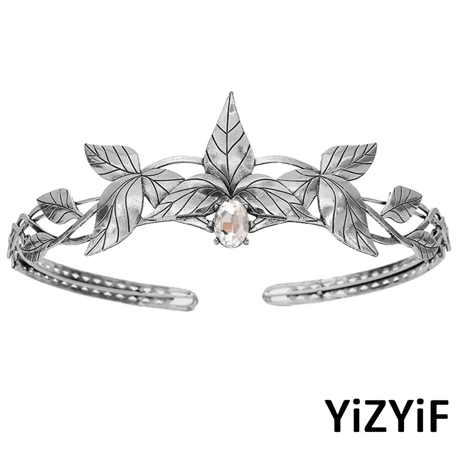 

Unisex Halloween Cosplay Vintage Alloy Rhinestone Leaves Shaped Crown Tiaras Headwear Headband Costume Accessory Banquet Ball