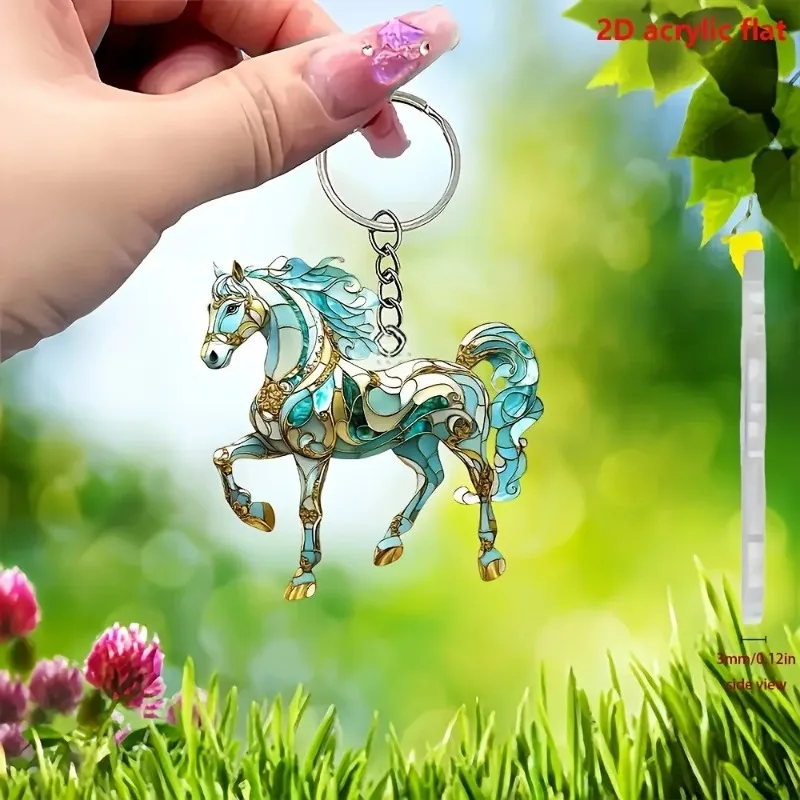 لطيف الكرتون الإبداعية كريستال الحصان الاكريليك قلادة المفاتيح قلادة سحر المجوهرات حقيبة الظهر اكسسوارات الهدايا
