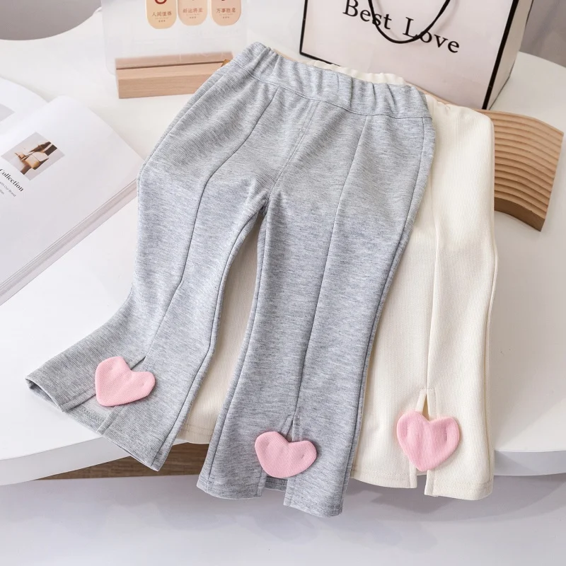 

Kxkm-Girls Split Flared Pants Western Style Fashion Little Girl Pants Spring and Autumn New Baby Cotton Leggings Women