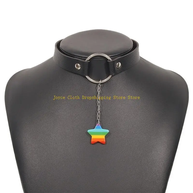 

B lack Punk Choker Neck Buckle Punk Heart Chocker Necklaces Jewelry For Women 10CD