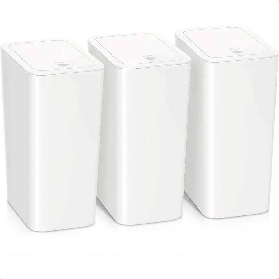 

3 упаковки, небольшой мусорный бак для ванной комнаты емкостью 4 галлона с крышкой, тонкий мусорный бак 15 л, мусорная корзина с всплывающей крышкой для спальни, офиса, кухни