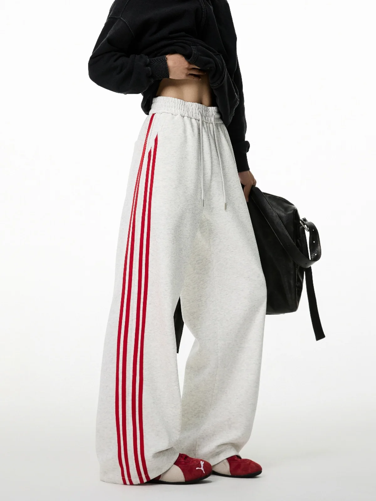 

Американские ретро-брюки с цветовыми блоками для женщин, весенне-осенние, с драпировкой, с высокой талией, прямые, утягивающие, повседневные