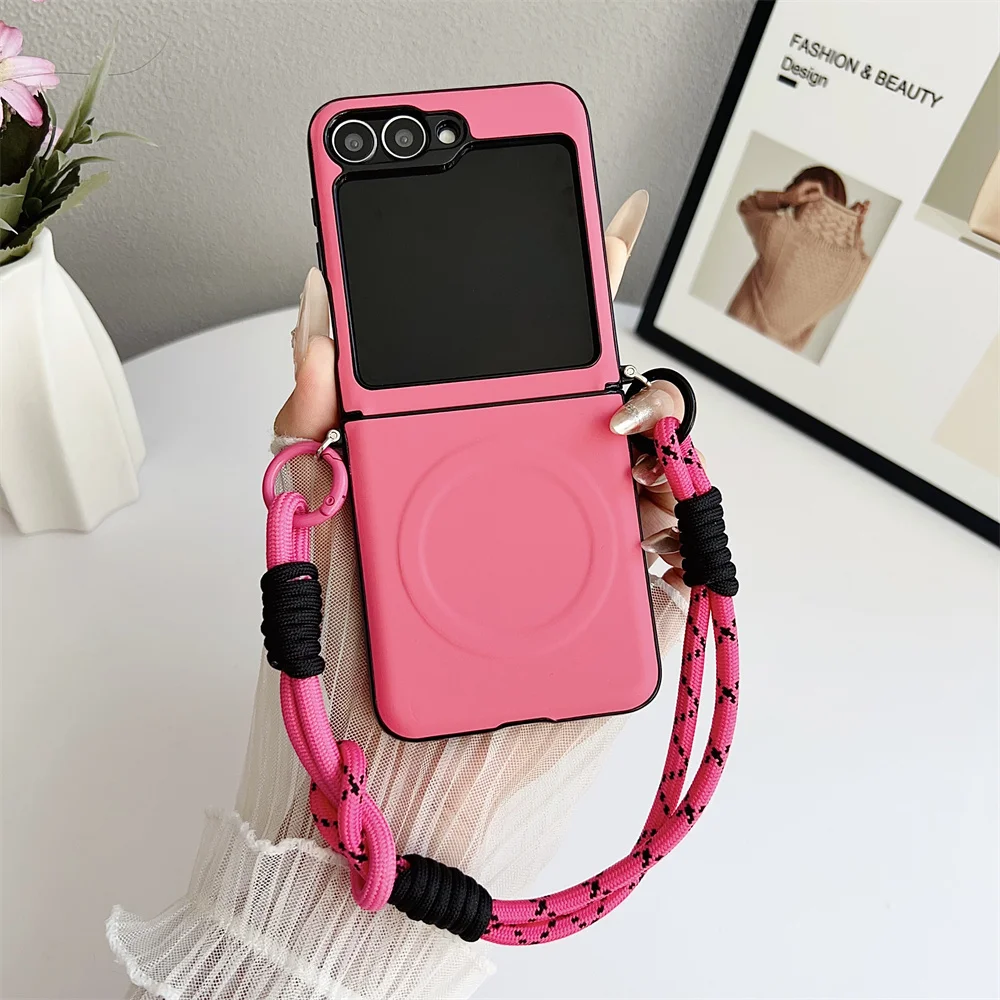 Für Magsafe Magnetische Handgelenk Strap Telefon Fall für Samsung Galaxy Z Flip 7 FE 6 5 4 3 5G Flip7 Flip6 Flip5 Scharnier Schutz Abdeckung