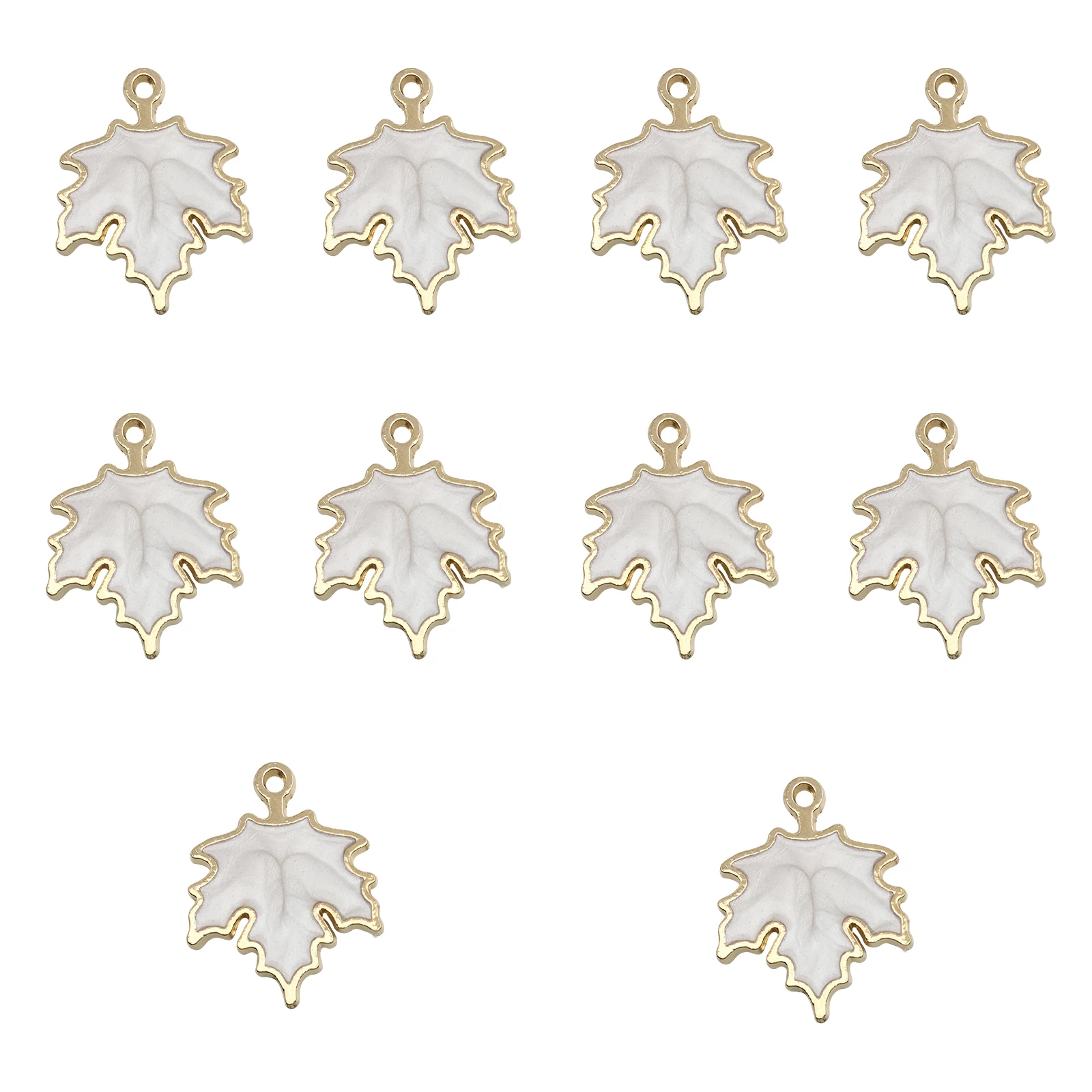 10Pcs Autumn Maple Leaf Charms for DIY Jewellery Making