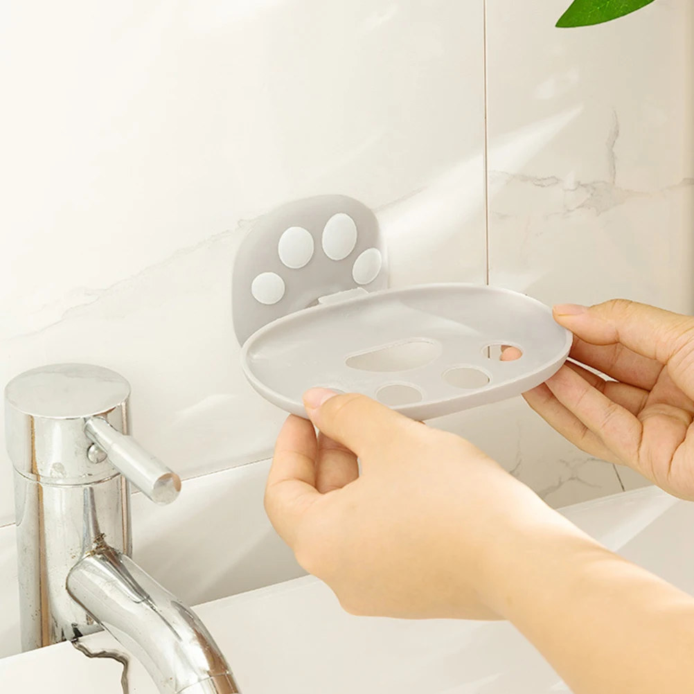 

2 pcs Bathroom Soap Dish Boxes Punch Free Dual Layer Soap Holder Drainage Plastic Storage Rack Kitchen Sink