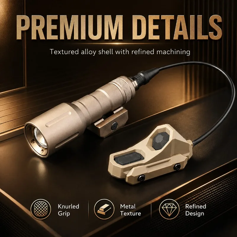 Heavy‑Duty PLH‑V2 High‑Output Flashlight, Adjustable Focus Illuminator with Remote Switch Wire Decor Part
