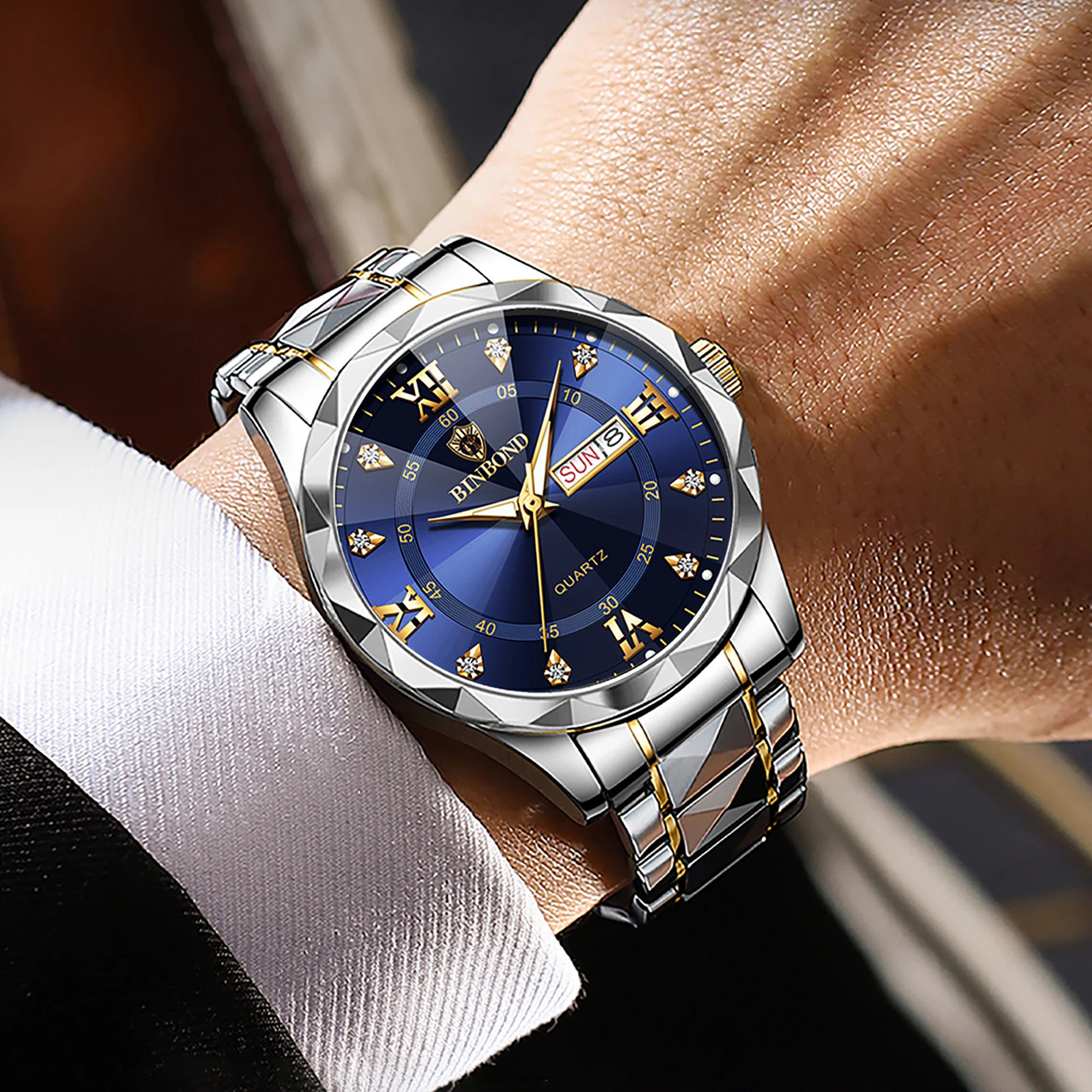 Men's Original Waterproof Quartz Watch with Week Display